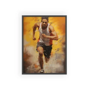 Sprinter Against Golden Burst Framed Poster