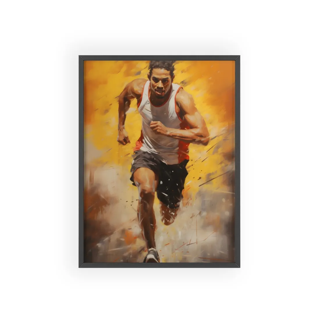 Focused Athlete: Intense Moment in Action - Framed Poster