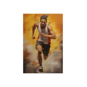 Sprinter Against Golden Burst Metal Poster
