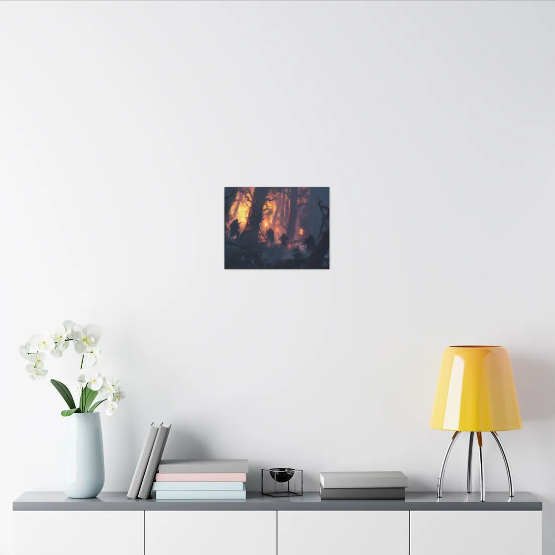 Forest Gathering at Sunset: Peaceful Woodland Scene - Canvas