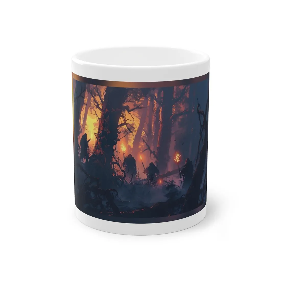 Forest Gathering at Sunset: Peaceful Woodland Scene - Mug
