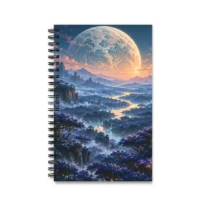 Fantasy Valley with Giant Moon Spiral Notebook