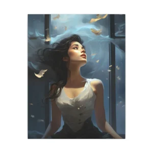 Woman Looking up Through Window Canvas Print