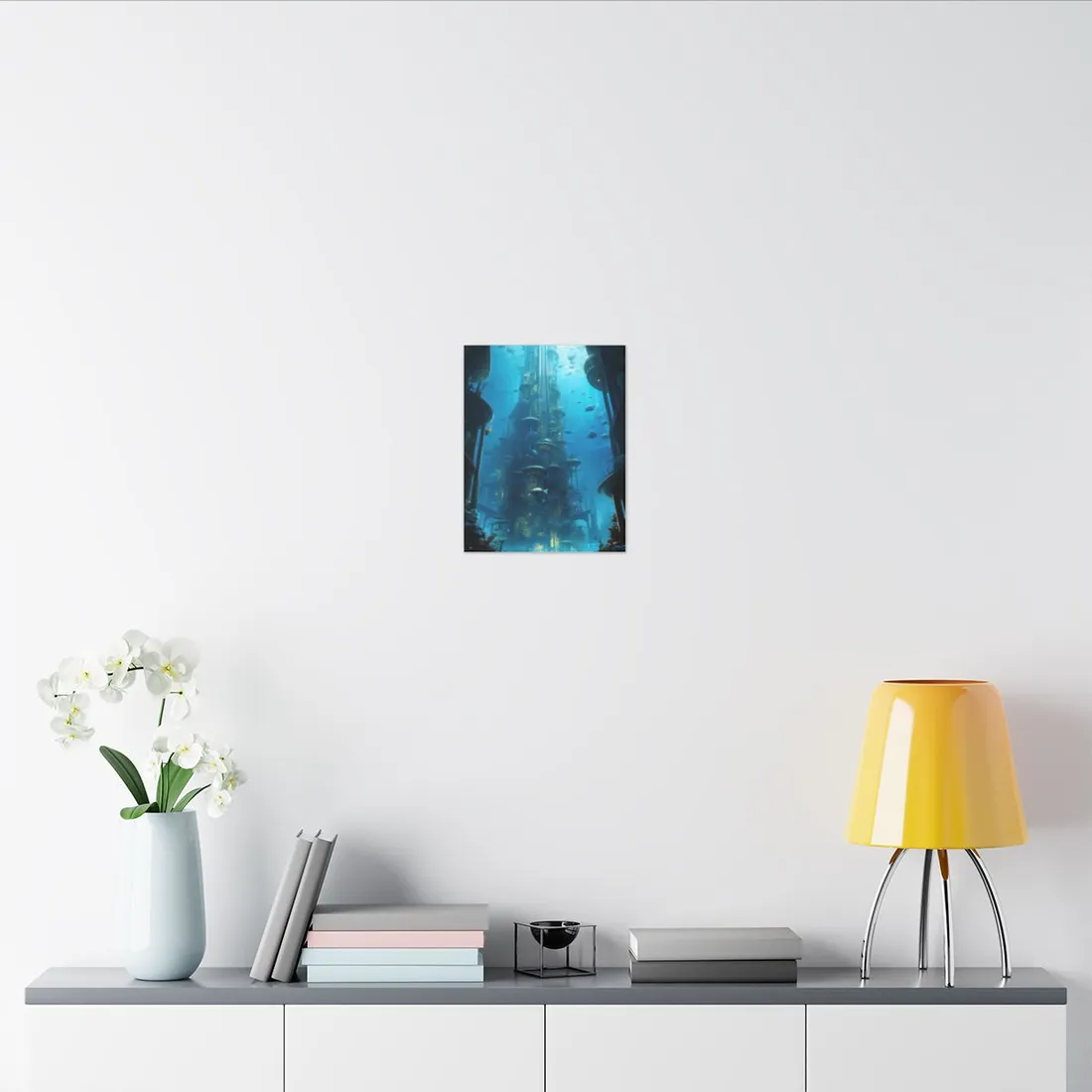 Future Metropolis: Underwater Cityscape Digital Art - Canvas