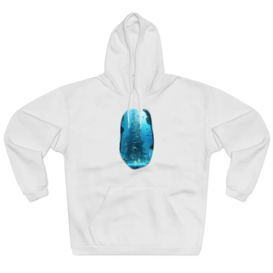 Future Metropolis: Underwater Cityscape Digital Art - Hoodie (White)