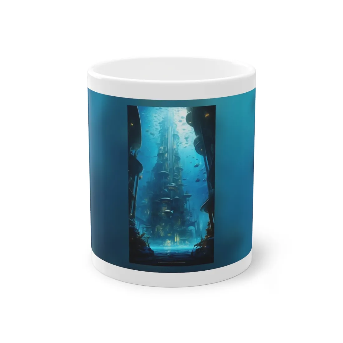 Future Metropolis: Underwater Cityscape Digital Art - Mug