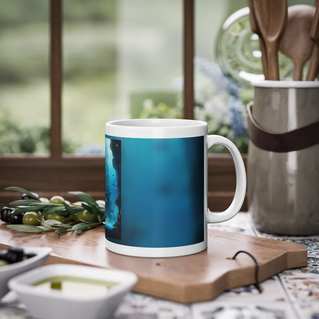 Future Metropolis: Underwater Cityscape Digital Art - Mug