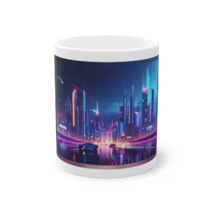 Neon Skyscrapers and Flying Cars Mug