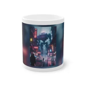 Mech over Neon Street Mug