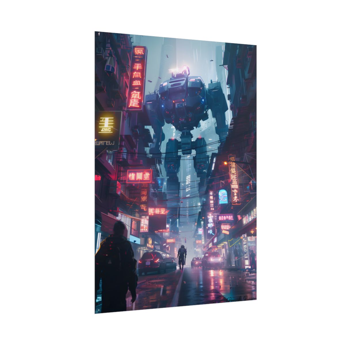 Futuristic City: Neon Dreams Digital Art - Poster