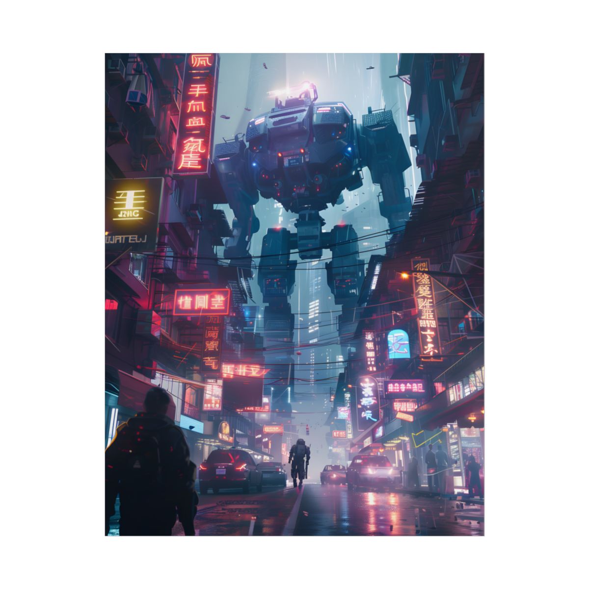Futuristic City: Neon Dreams Digital Art - Poster