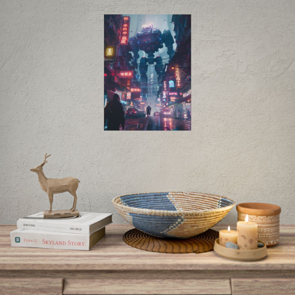 Futuristic City: Neon Dreams Digital Art - Poster
