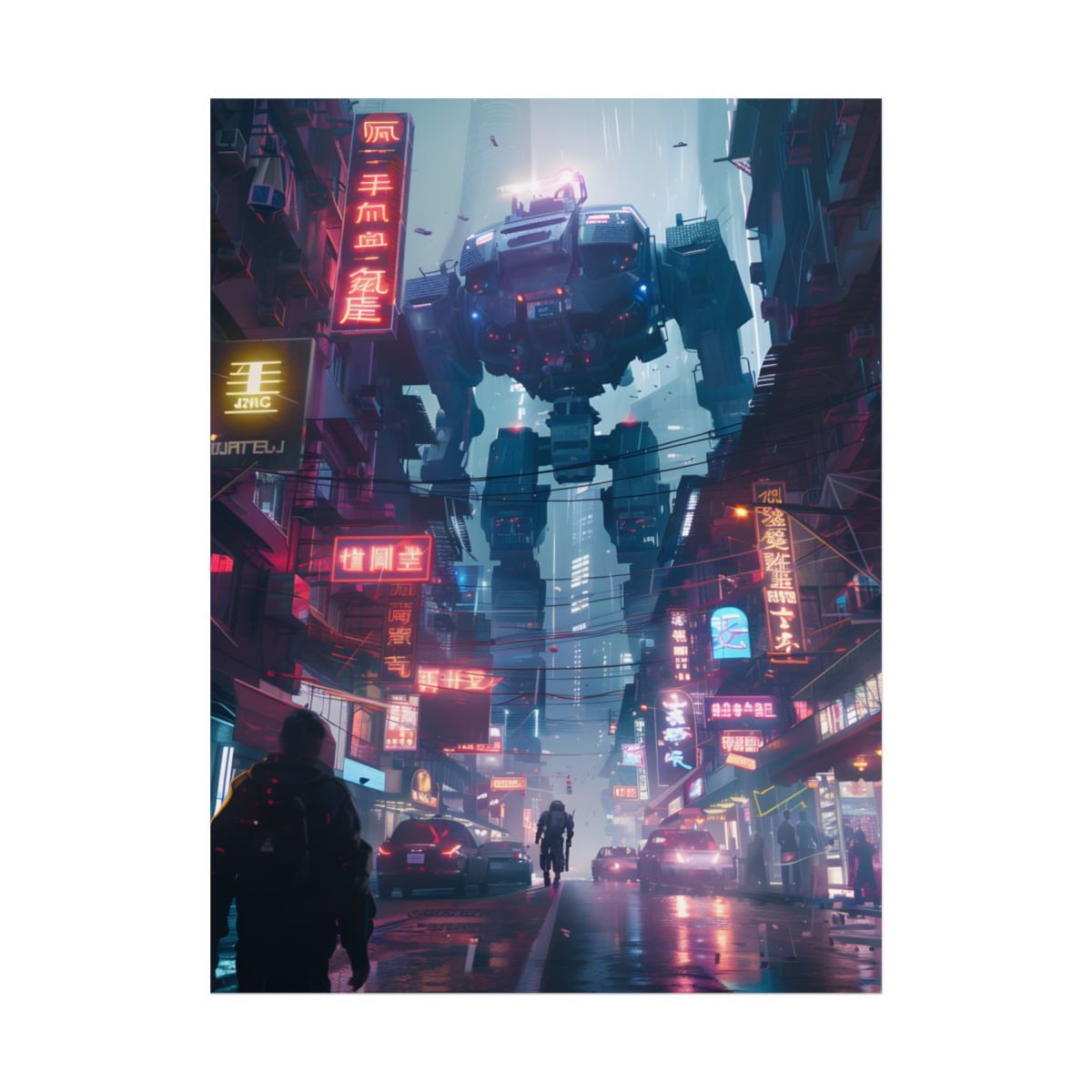 Futuristic City: Neon Dreams Digital Art - Poster