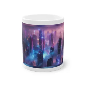 Futuristic City Skyline in Fog Mug