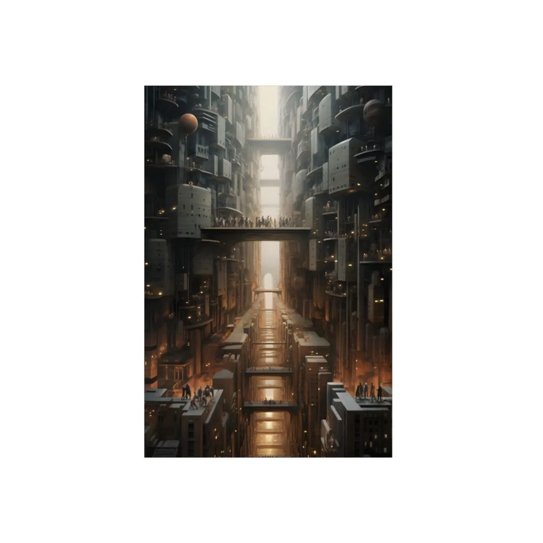 Futuristic City of Perfection: Modern Skyscrapers under Neon Lights - Metal Poster