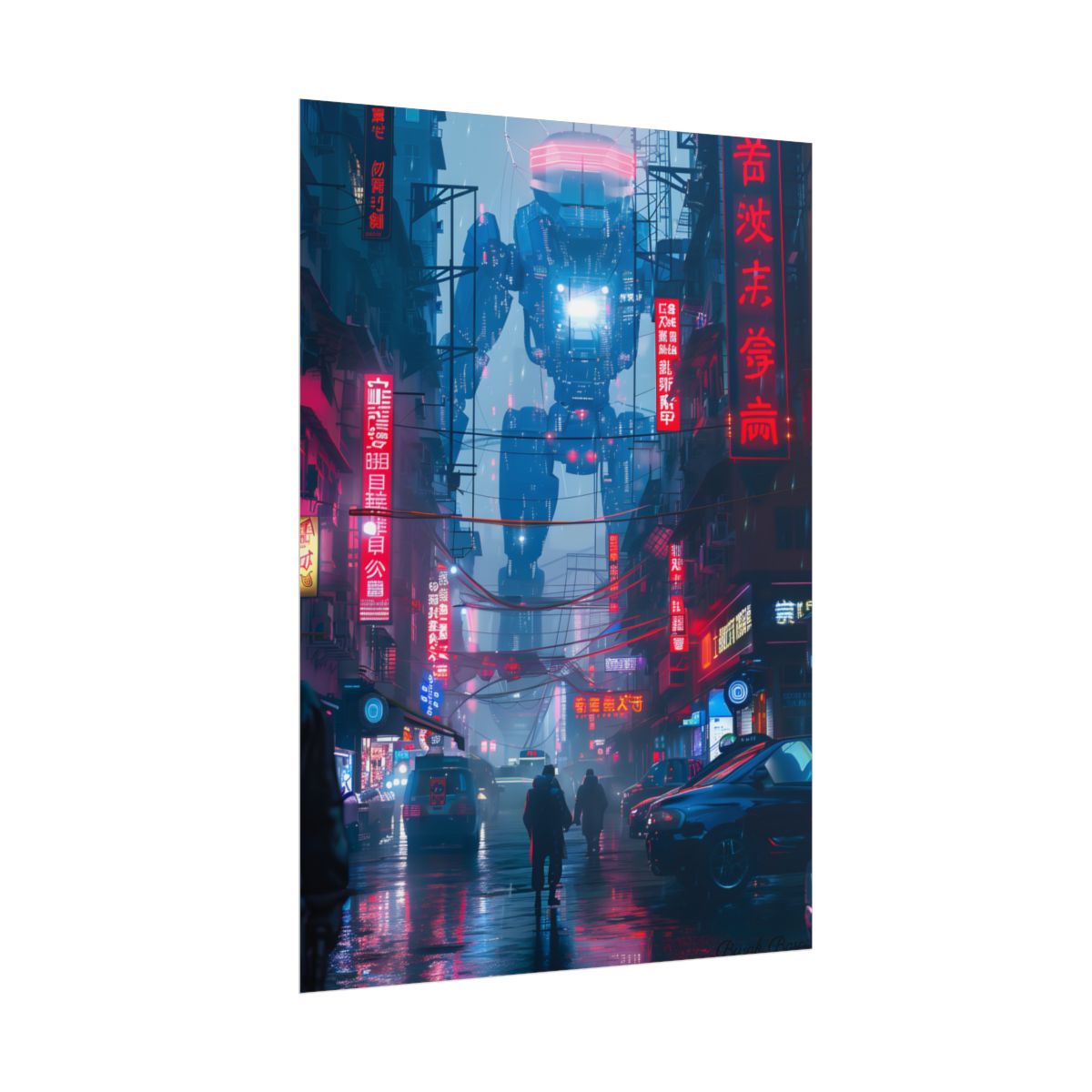 Futuristic City Pulse: Neon Lights Digital Artwork - Poster