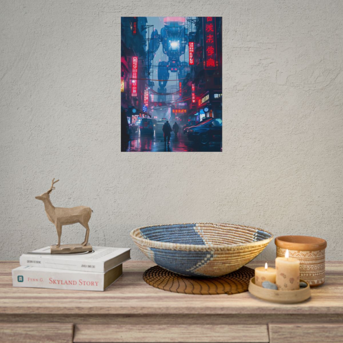 Futuristic City Pulse: Neon Lights Digital Artwork - Poster
