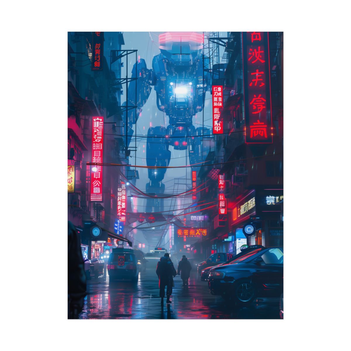 Futuristic City Pulse: Neon Lights Digital Artwork - Poster