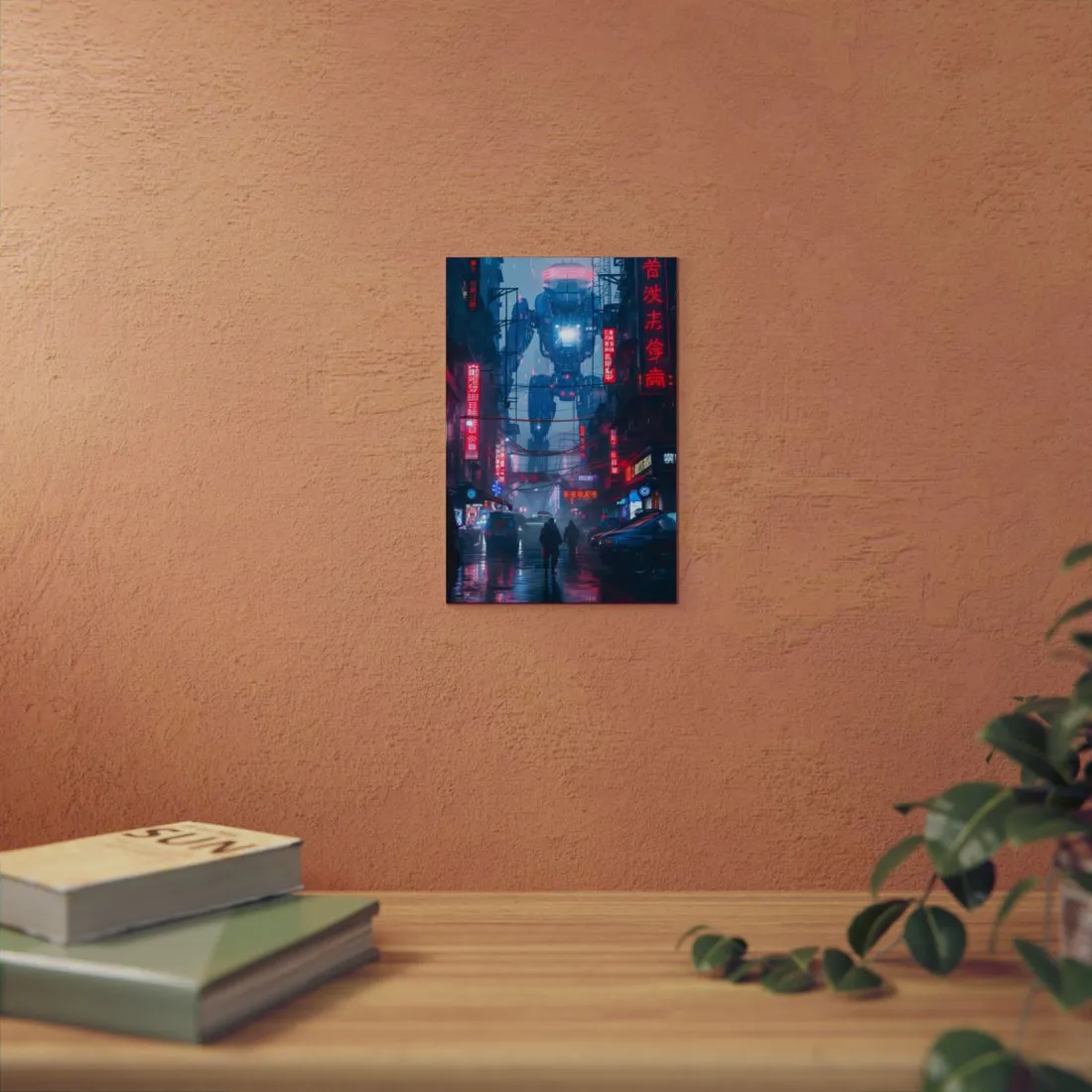 Futuristic City Pulse: Neon Lights - Metal Poster
