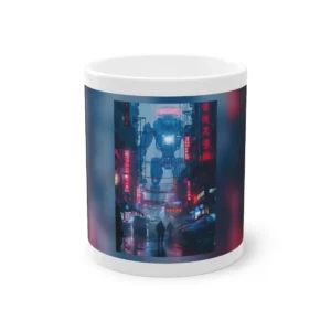 Robot over Neon Street Mug