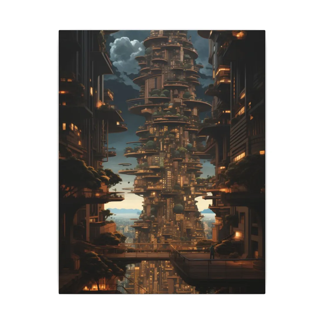 Futuristic Cityscape: A Dystopian Paradox - Canvas