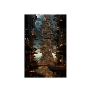 Terraced Tower City Metal Poster