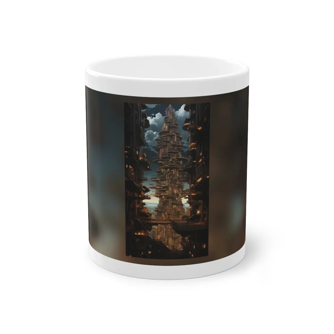 Futuristic Cityscape: A Dystopian Paradox - Mug