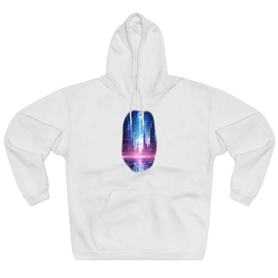 Futuristic Cityscape: Cyberpunk Dreams in a Dystopian World - Hoodie (White)