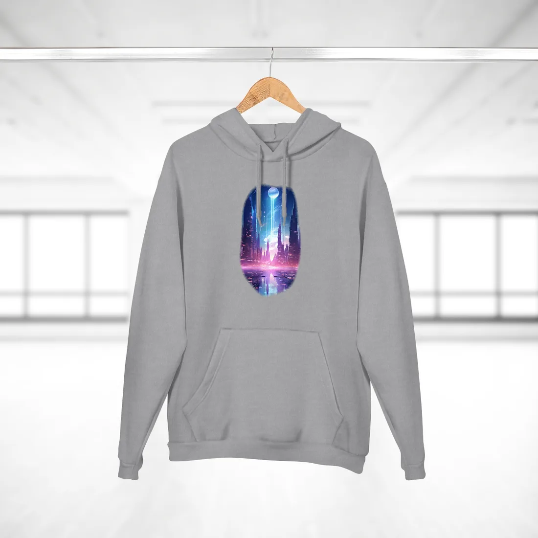 Futuristic Cityscape: Cyberpunk Dreams in a Dystopian World - Hoodie (Heather Grey)