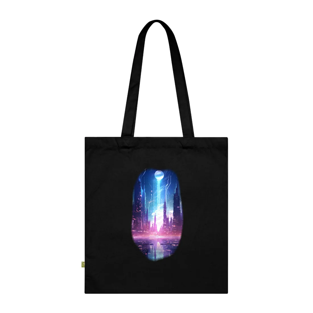 Futuristic Cityscape: Cyberpunk Dreams in a Dystopian World - Tote Bag (Black)