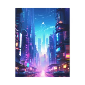 Neon Future City Canvas Print
