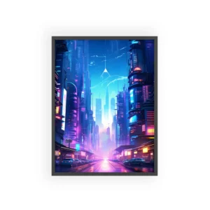 Neon Future City Framed Poster