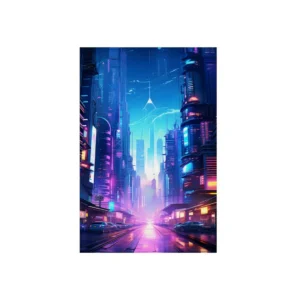 Neon Future City Metal Poster