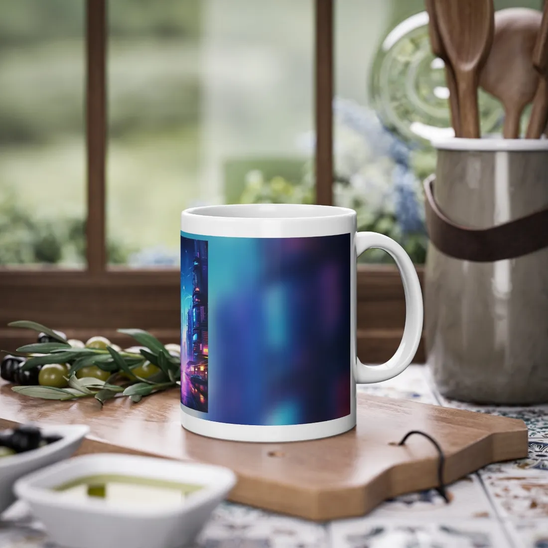 Futuristic Cityscape: Cyberpunk Dystopia - Mug