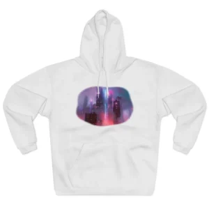 Neon City Skyline in Fog Hoodie