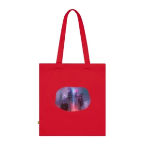 Neon City Skyline in Fog Tote Bag