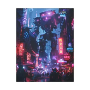 Neon Mech Street Canvas Print