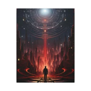 Silhouette in a Red City Canvas Print