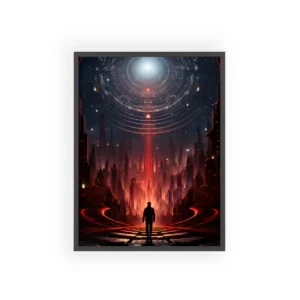 Silhouette in a Red City Framed Poster