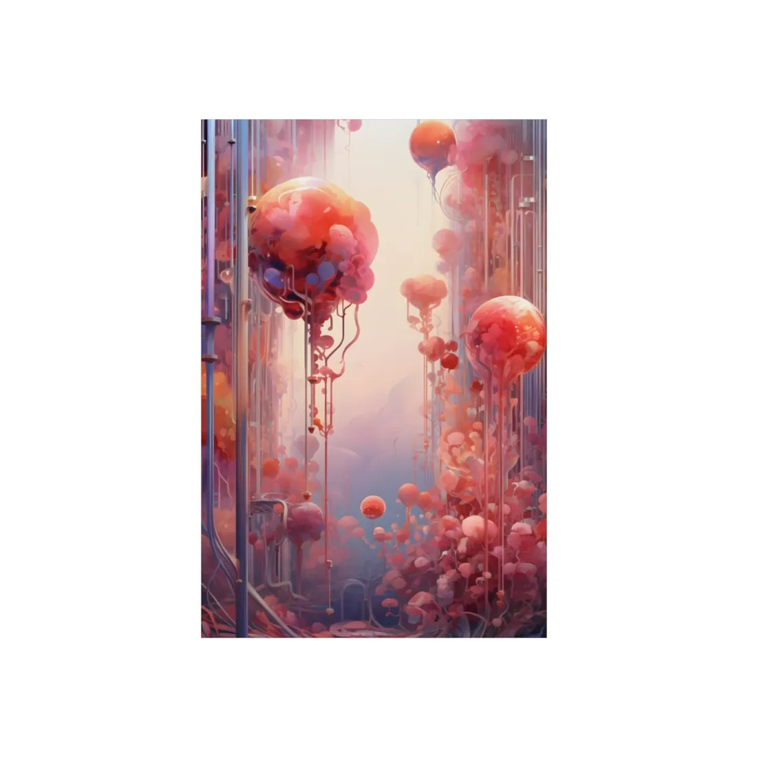 Futuristic Cyber Dreamscape: Abstract Digital Art - Metal Poster