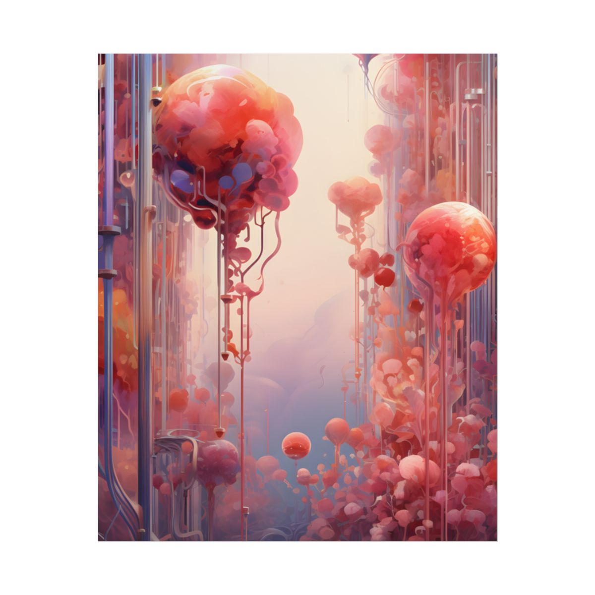 Futuristic Cyber Dreamscape: Abstract Digital Art - Poster