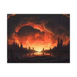 Burning Skyline over Water Canvas Print