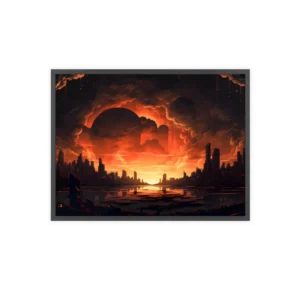 Burning Skyline over Water Framed Poster