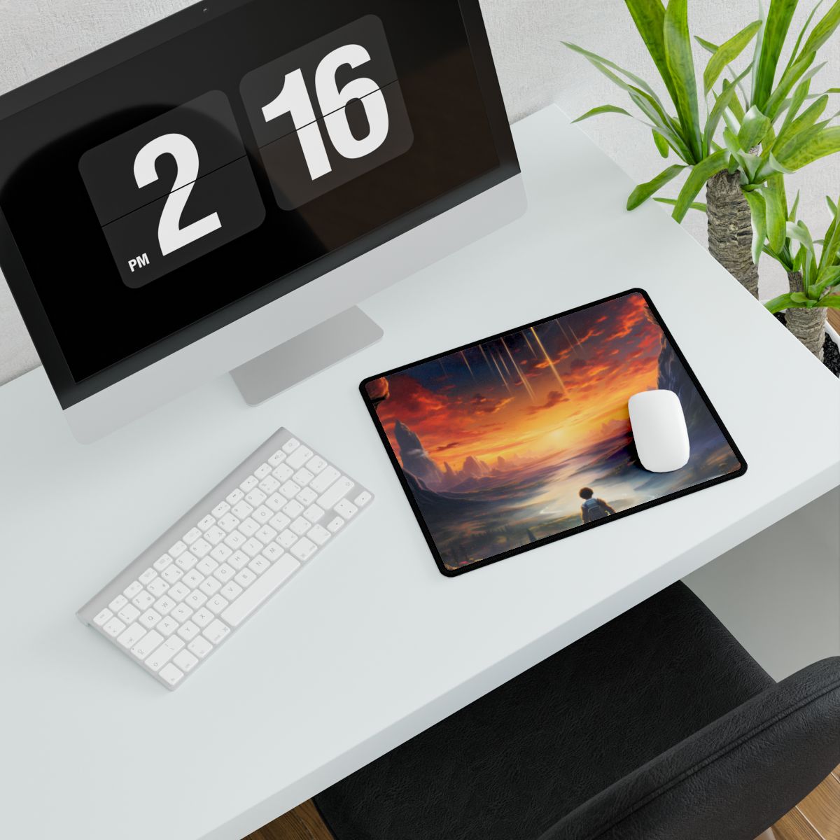 Futuristic Explorer in Wilderness: A Glimpse into Tomorrow - Desk Mat