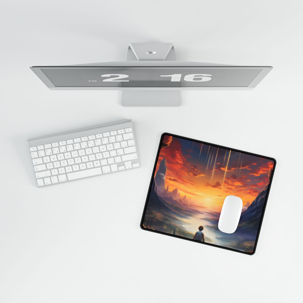 Futuristic Explorer in Wilderness: A Glimpse into Tomorrow - Desk Mat