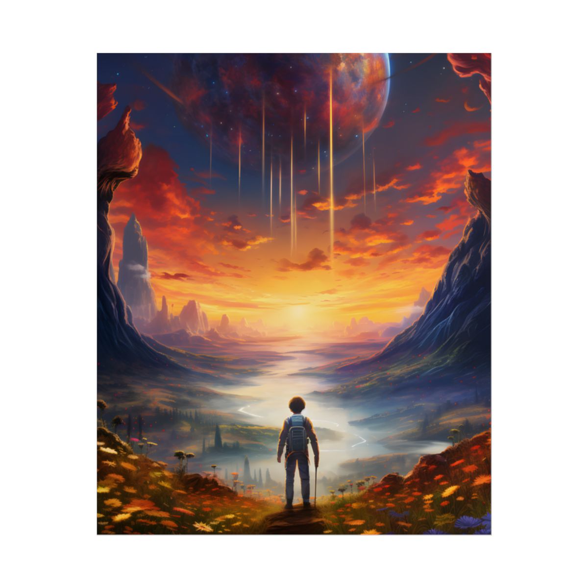 Futuristic Explorer in Wilderness: A Glimpse into Tomorrow - Poster