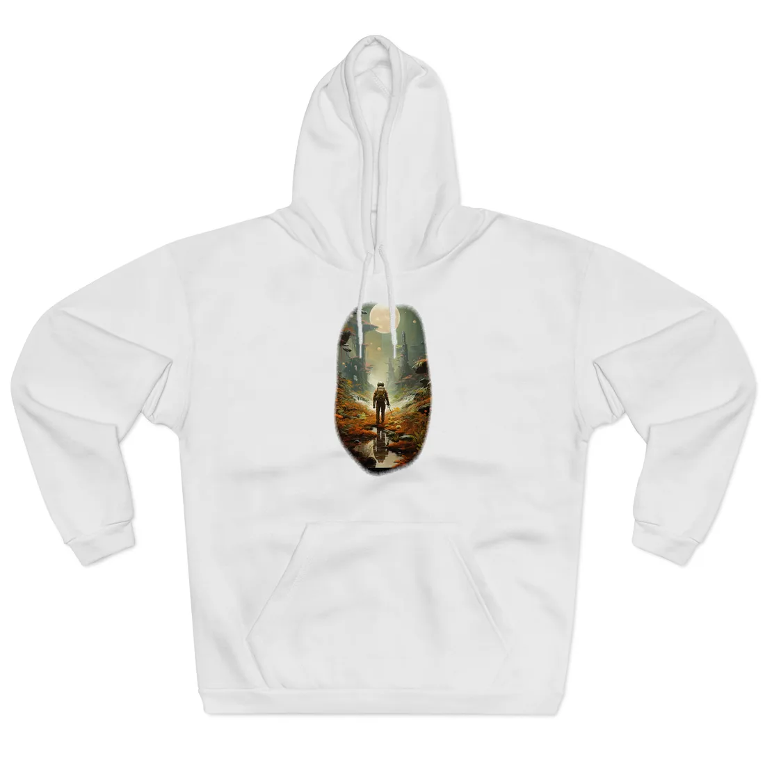 Futuristic Explorer in Wilderness - Hoodie (White)