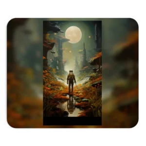Astronaut Walking Under Full Moon Mouse Pad