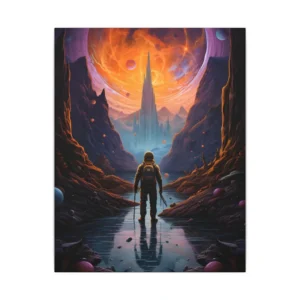 Lone Explorer Beneath Planet Canvas Print