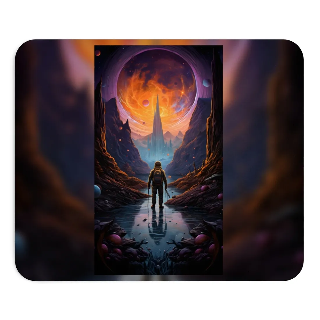 Futuristic Explorer in Wilderness: Sci-Fi - Mouse Pad